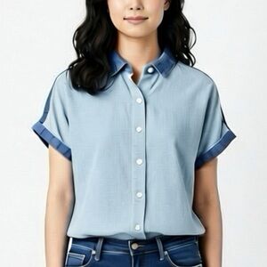 Marine Layer Light Blue Casual Button Down Shirt